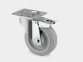 Ø160MM PLATEHJUL MED SVING OG BREMS RUSTFRI