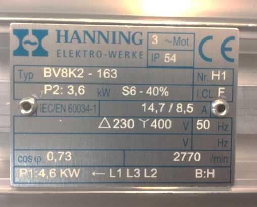Motor 400V/3  3.6kW  Hanning